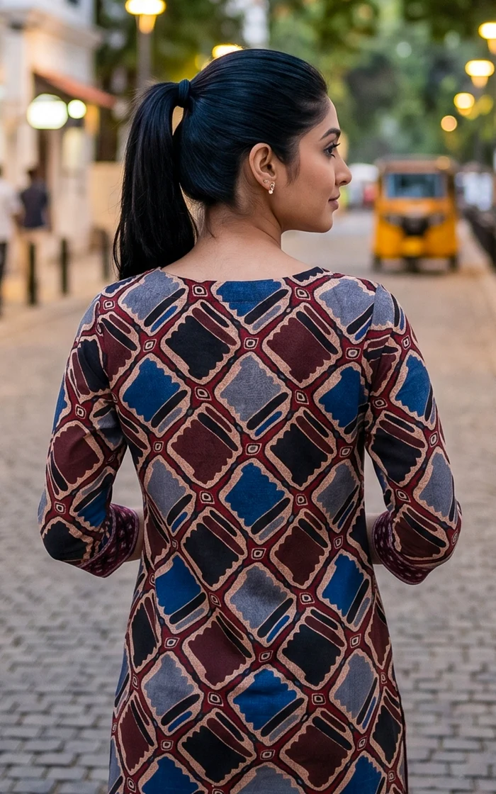 Earthy Tone Ajrakh-Style Printed Straight Salwar set